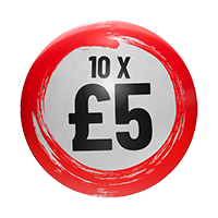 Lottey ball graphic with 10x £5