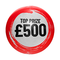 Lottey ball graphic with top prize £500